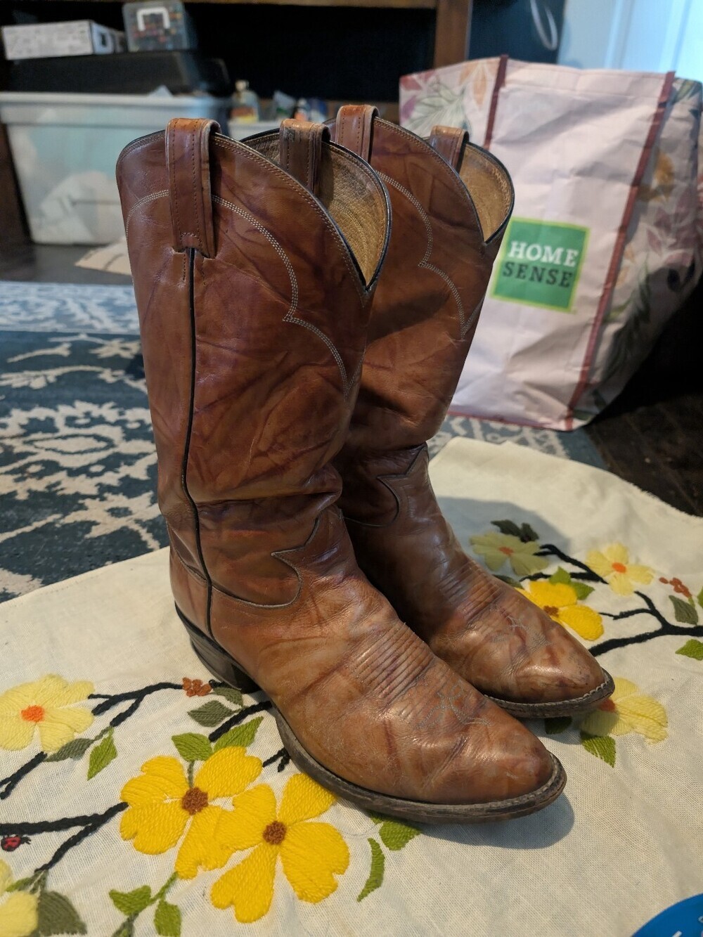 Tony Lama Tan Leather Western Cowboy Boots